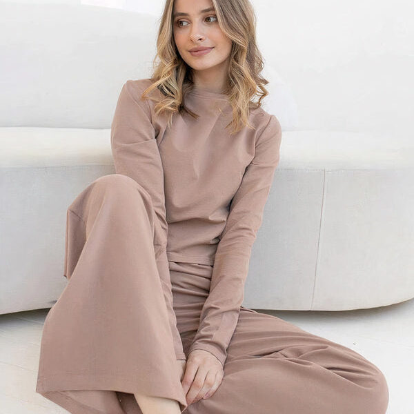Pyjama Asymétrique à Manches Longues "Marron"