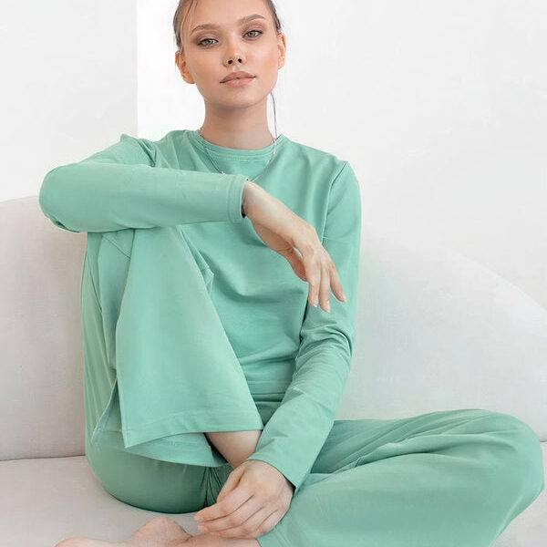 Pyjama Asymétrique à Manches Longues "Vert"