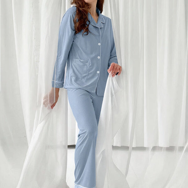 Pyjama en Voile de Viscose "Bleu Ciel"