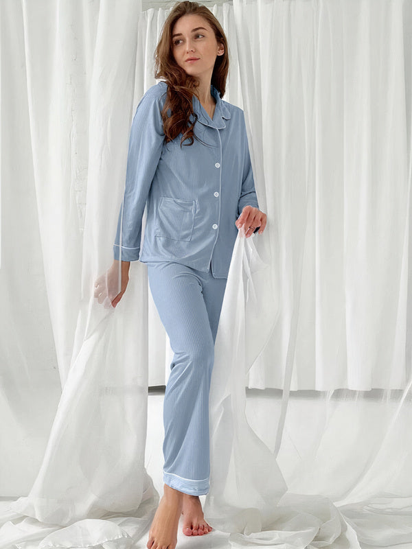 Pyjama en Voile de Viscose "Bleu Ciel"