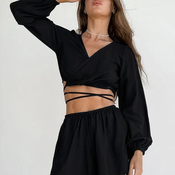 Pyjama Criss-Cross pour Femme "Noir"