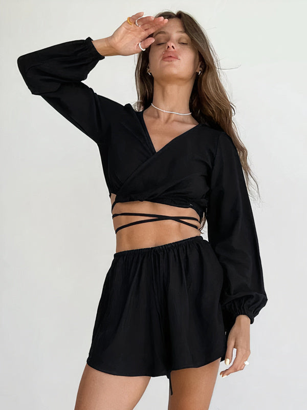 Pyjama Criss-Cross pour Femme "Noir"