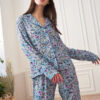 Pyjama en Satin Motifs Fleuris