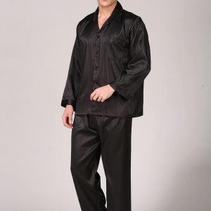 Pyjama en Satin à Rayures pour Homme « Noir »