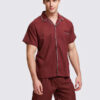 Pyjama en Col à Revers Chemise + Short pour Homme "Rouge"