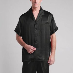 Pyjashort en Soie Luxueuse Classique pour Homme « Noir »