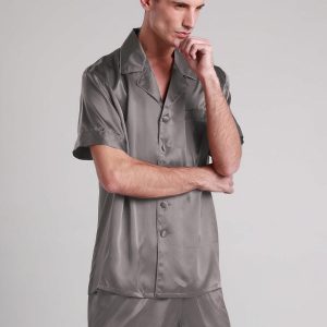 Pyjashort en Soie Luxueuse Classique pour Homme « Gris »