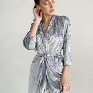Robe de Chambre en Velours pour Femme « Argentée »