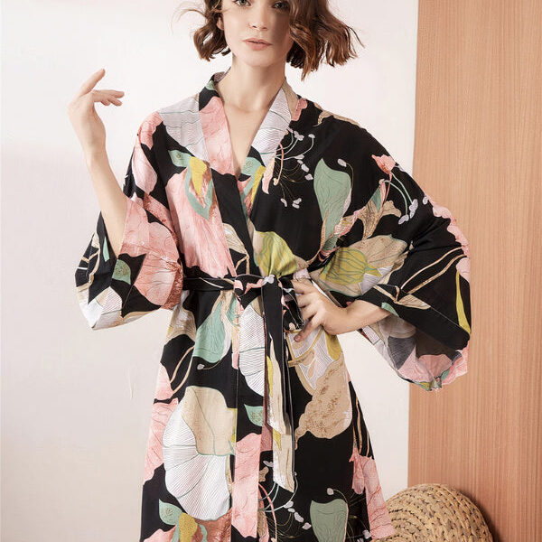 Robe de Chambre en Satin pour Femme "Flamingo"