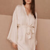 Robe de Chambre Manches Amples en Satin pour Femme "Kimono Blanc"