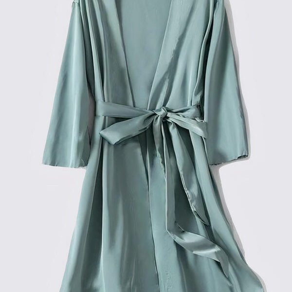 Robe de Chambre en Satin pour Femme "Kimono Bleu Ciel"