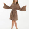 Robe de Chambre Femme Kimono Ceinturée "Marron"