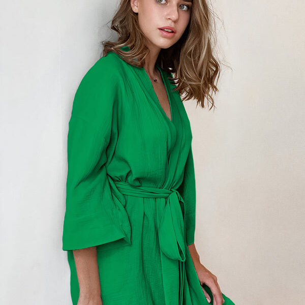 Robe de Chambre Femme en Coton "Vert"
