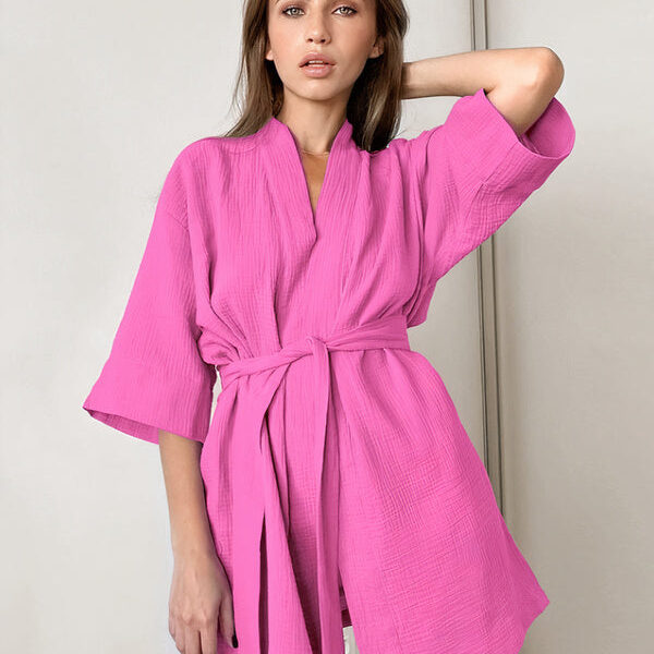 Robe de Chambre Femme en Coton "Rose"