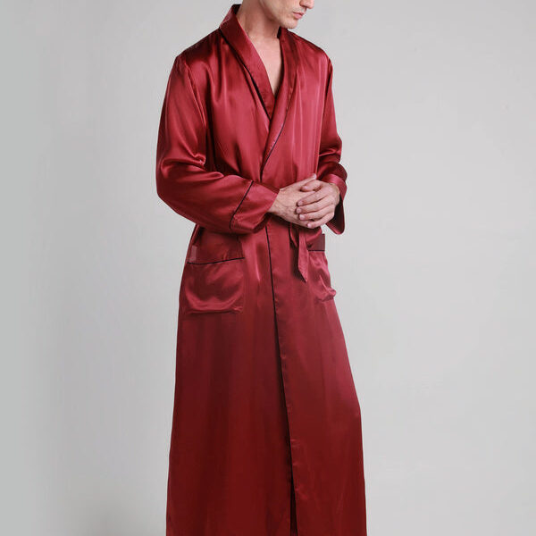 Robe de Chambre en Soie pour Homme Longueur Classique "Rouge"