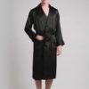 Robe de Chambre en Soie pour Homme Mi-Longue Classique "Noir"