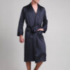 Robe de Chambre en Soie pour Homme Mi-Longue Classique "Bleu Marine"