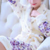 Robe de Chambre Polaire Femme "Fleurs Violettes"