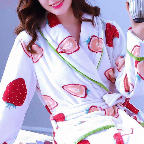 Robe de Chambre Polaire Femme "Fraises"