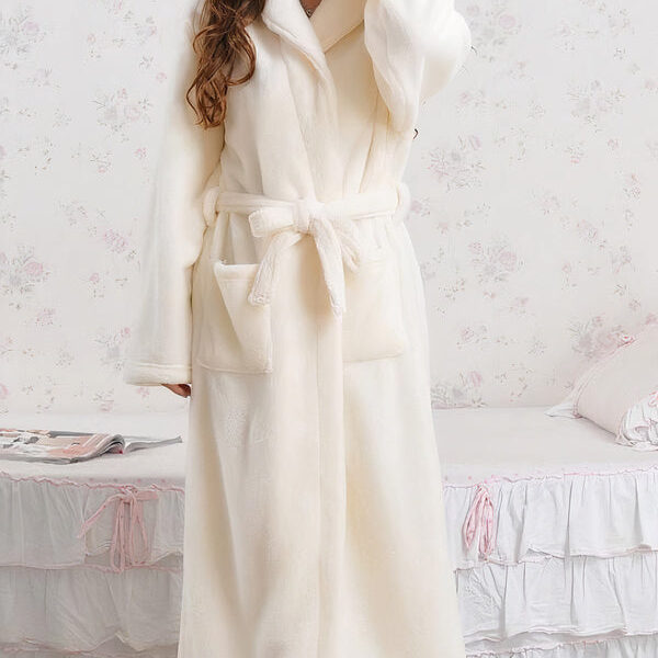 Robe de Chambre Longue Polaire Femme "Beige"