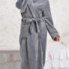 Robe de Chambre Longue Polaire Femme "Gris"