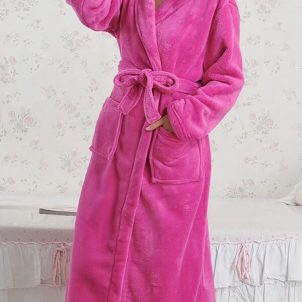 Robe de Chambre Longue Polaire Femme "Rose Foncé"