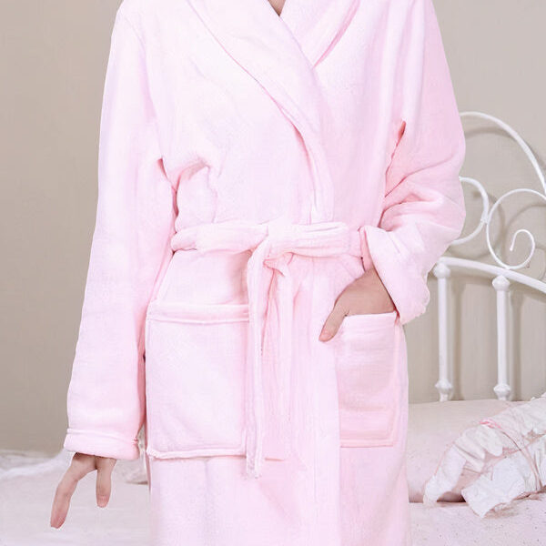 Robe de Chambre Longue Polaire Femme "Rose Clair"