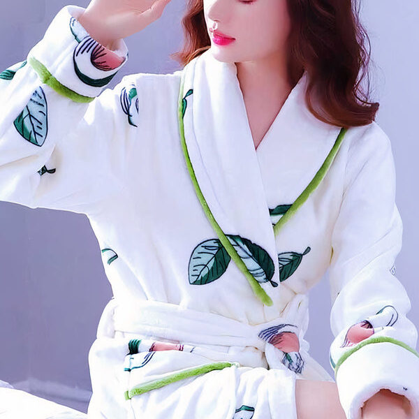 Robe de Chambre Polaire Femme Imprimé Plumes