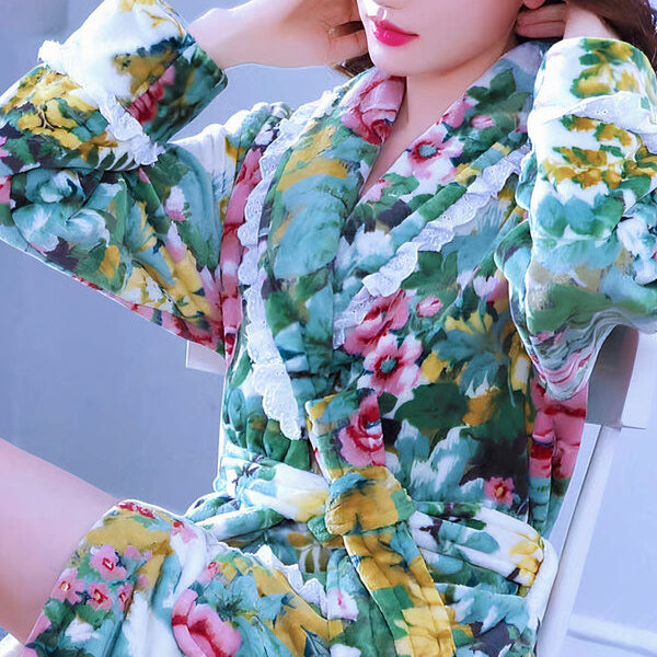 Robe de Chambre Polaire Femme "Floral"