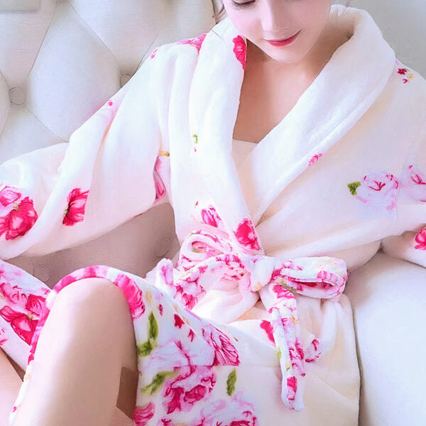 Robe de Chambre Polaire Femme "Floral Rose"