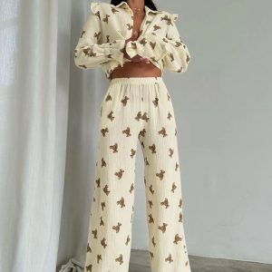 Beau Pyjama Pour Femme En Coton « Ourson »