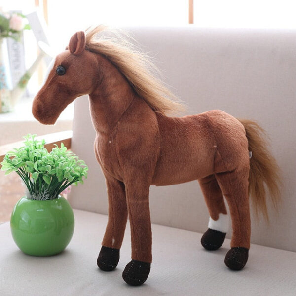 Grand cheval en peluche marron