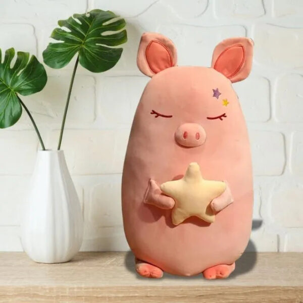 Géante peluche cochon attachant et rempli de tendresse