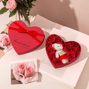 Coffret Saint Valentin Cœur – Nounours et Rose