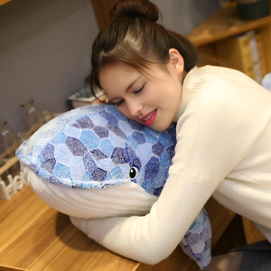 Pleuche géante de lit en forme de baleine grise