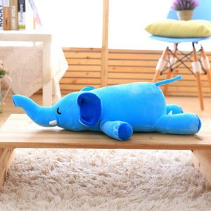 Doudou en peluche éléphant bleu