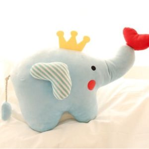 Coussin peluche éléphant roi pleine de tendresse