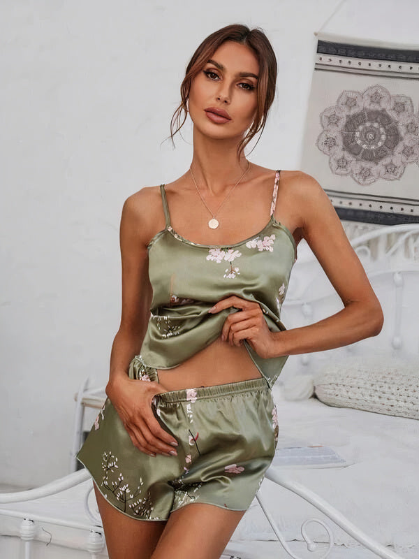 Ensemble Pyjama En Satin "Sauge Fleurie"