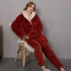 Ensemble Pyjama Femme Polaire Bordeaux "Flocon de Douceur"