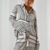 Ensemble Pyjama En Satin Pour Femme Blanc et Noir "Sillage de Nuit"