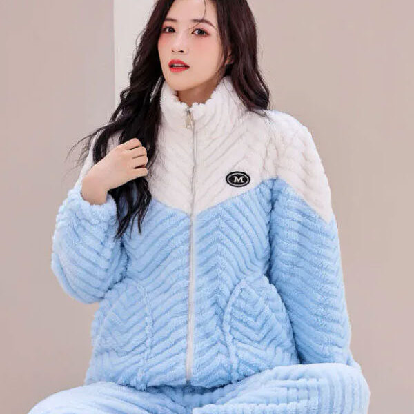 Ensemble Pyjama Polaire Pour Femme Bleu Ciel "Rêve Polaire"
