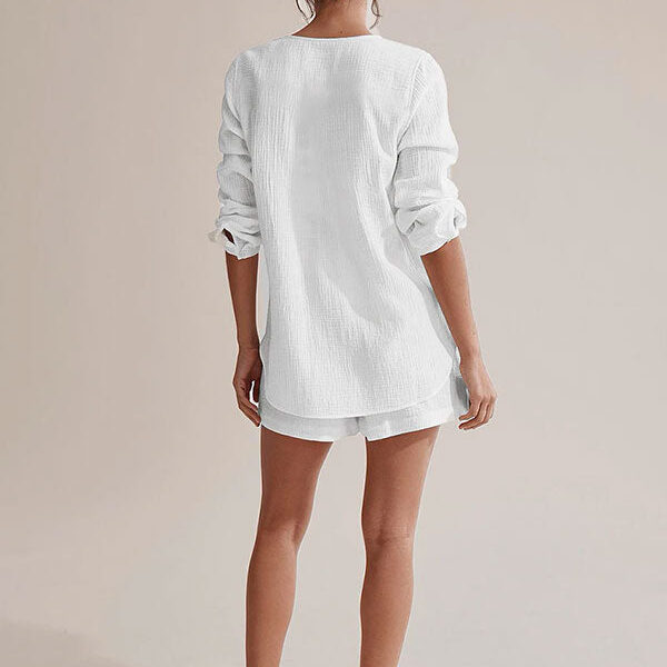 Ensemble Pyjama Short Blanc Pour Femme "Douceur de Brume"