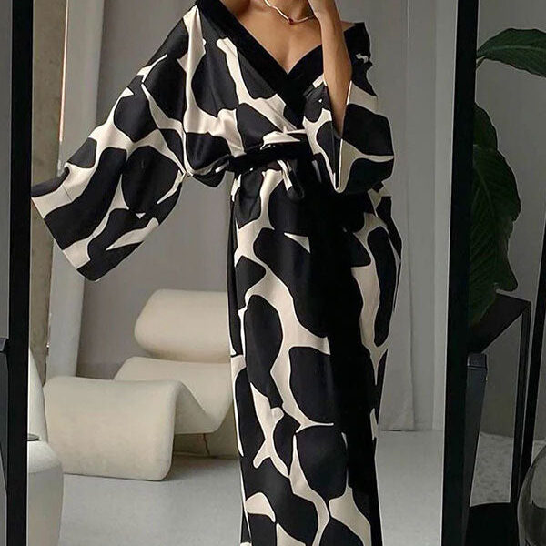 Longue Robe de Chambre Élégante "Perle Matinale"