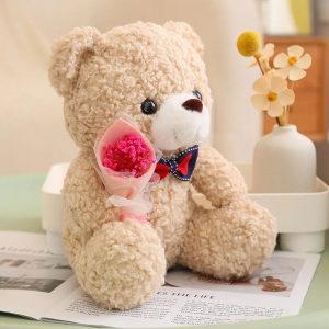 Nounours Amoureux et son Bouquet de Roses