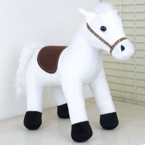 Grande peluche cheval blanc sauvage et debout