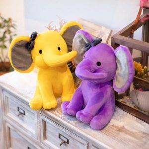 Doudou Elephant Bleu, Violet, Jaune