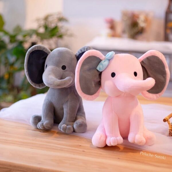 Peluche Elephant Rose et Gris
