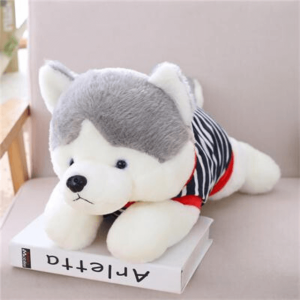 Peluche géante Husky habillé d’un T-shirt ultra-mignon