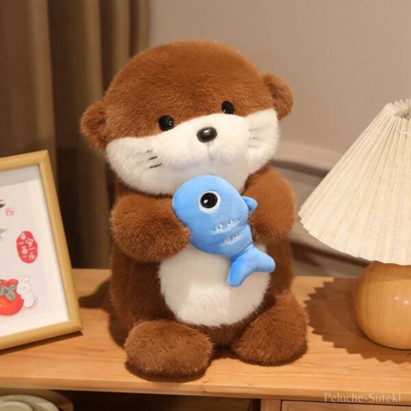 Peluche Loutre Kawaii et son Poisson