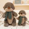 Peluche Loutre avec écharpe.